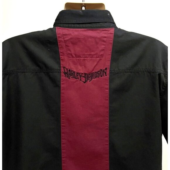 Harley Davidson Motorcycle Mechanic Garage Embroider Eagle Button Up Shirt Large - Picture 7 of 9